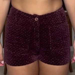 suede flower shorts